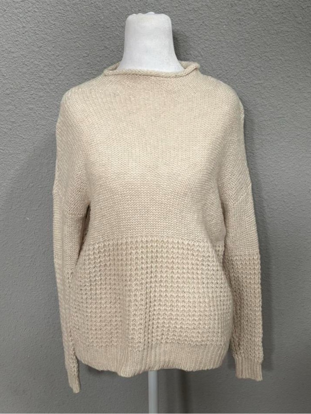 American Eagle Outfitters Cream Knit Scoop Neck Sweater